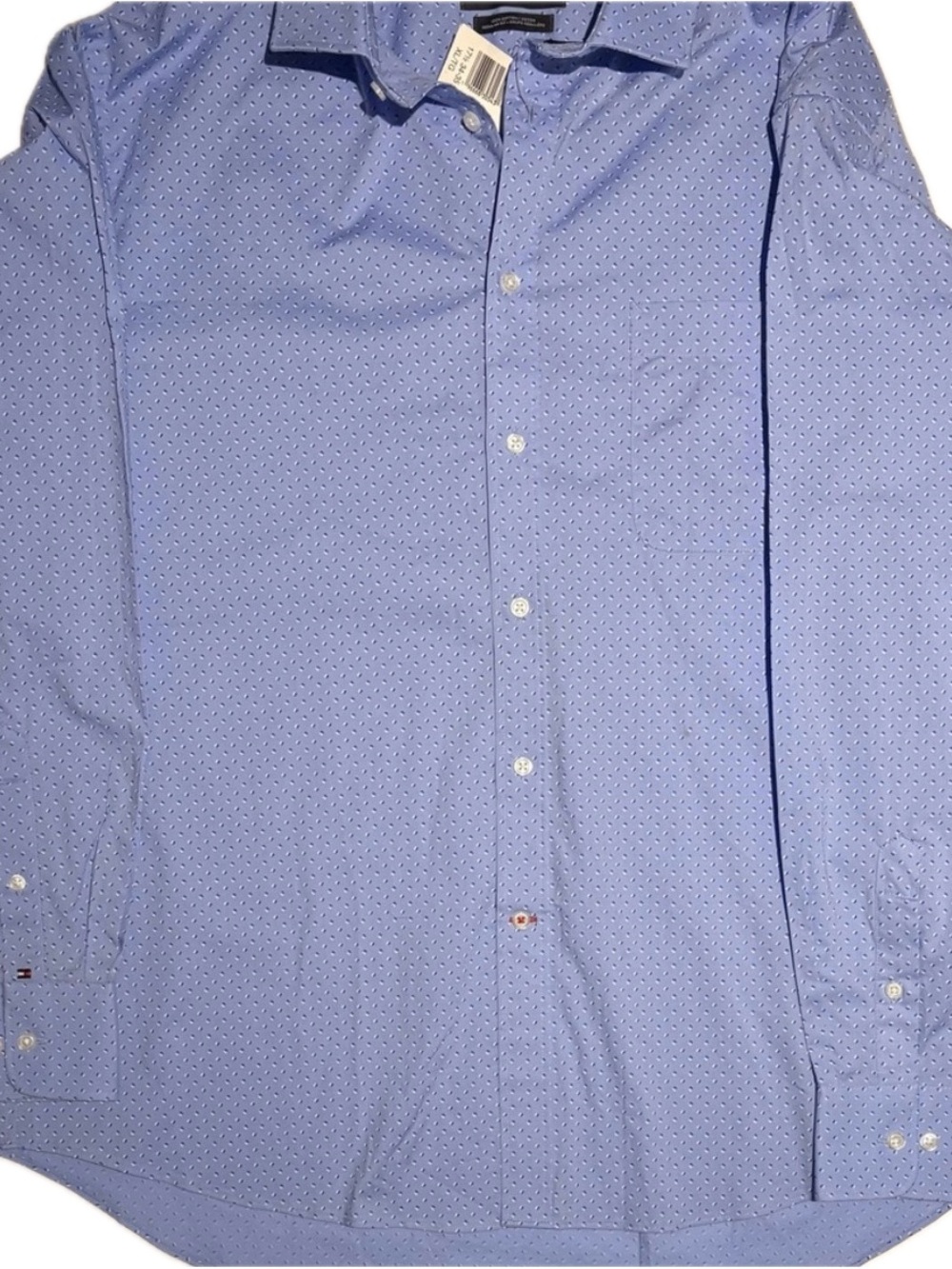 Tommy Hilfiger NWT Blue Geometric Dress Shirt Regular Fit XL 17.5 34-35